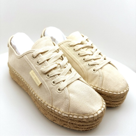 NWOB Tory Burch Seaside Oxford Espadrilles Shoes Vintage Cream Sz 7 - Picture 3 of 9